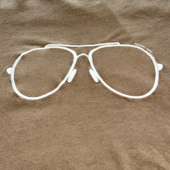 Men’s Michael Kors Brown Embroidered Aviator Graphic T-Shirt Size X-large - Picture 3 of 7